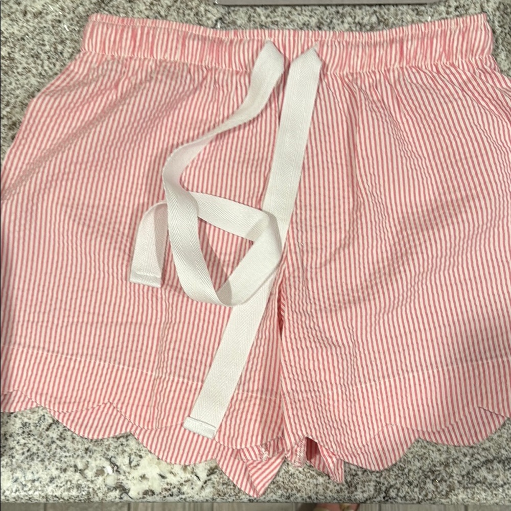 Ellie High Waist Pink and White Striped Shorts